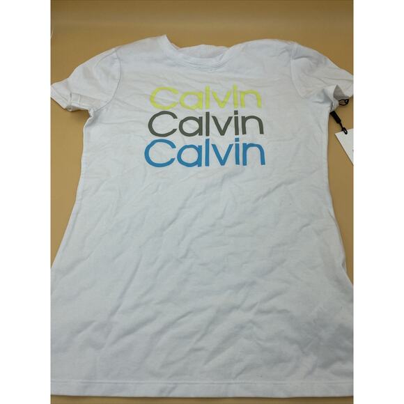 Calvin Klein Performance Logo Print Short Sleeve Women's T-Shirt S NWT White - Picture 2 of 4